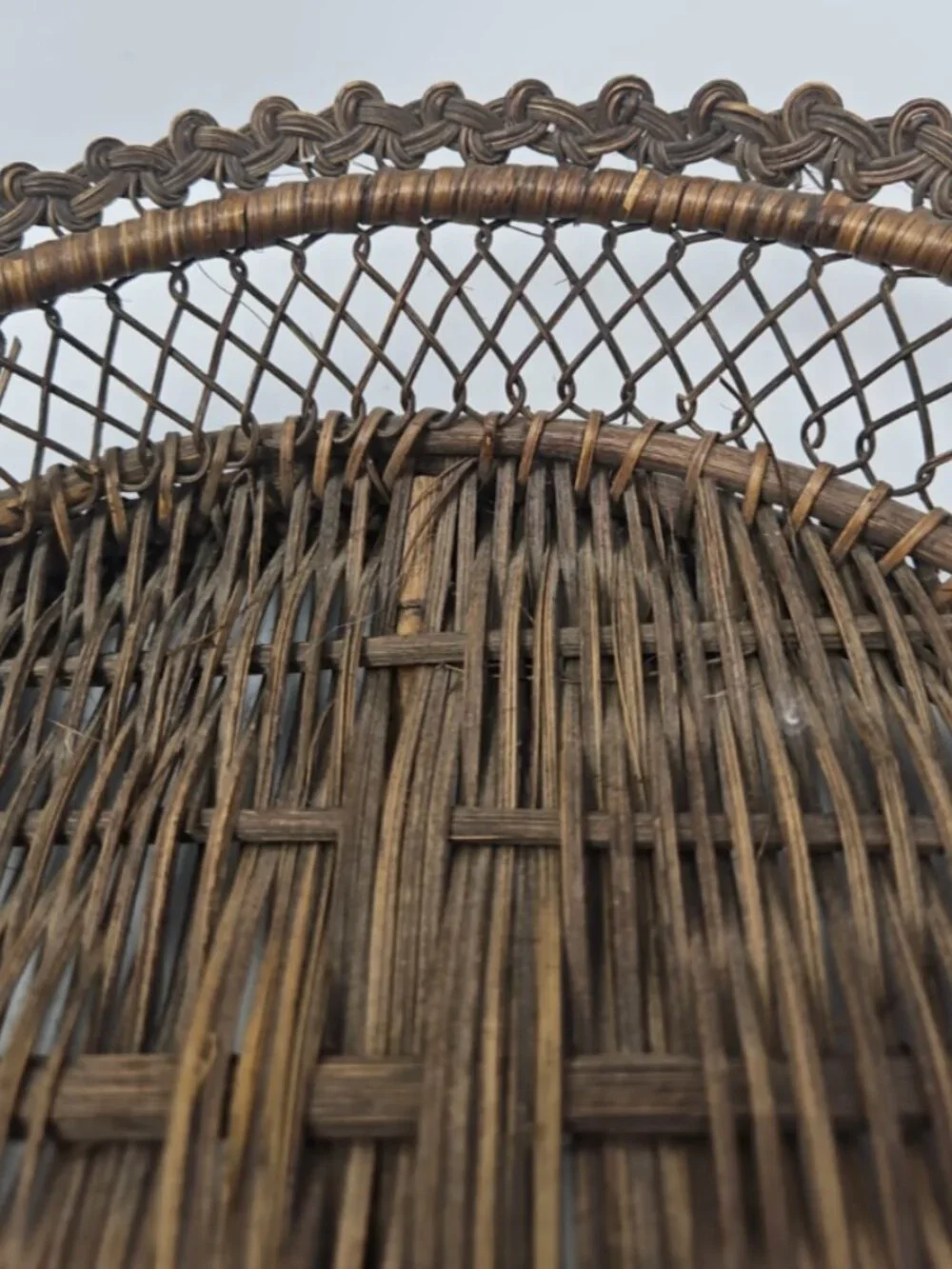 Antique Chinese Woven Bamboo Rattan Openwork Tray Basket Late Qing Republic 11